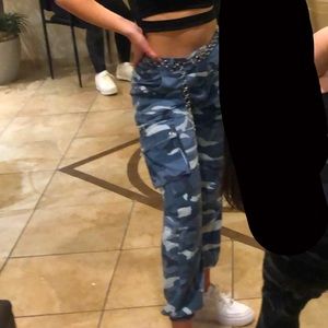 Blue Camo Cargo Pants